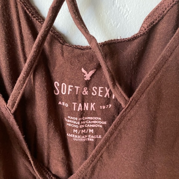 American Eagle Burgundy Soft & Sexy Cross Front Wrap Top - Picture 4 of 5